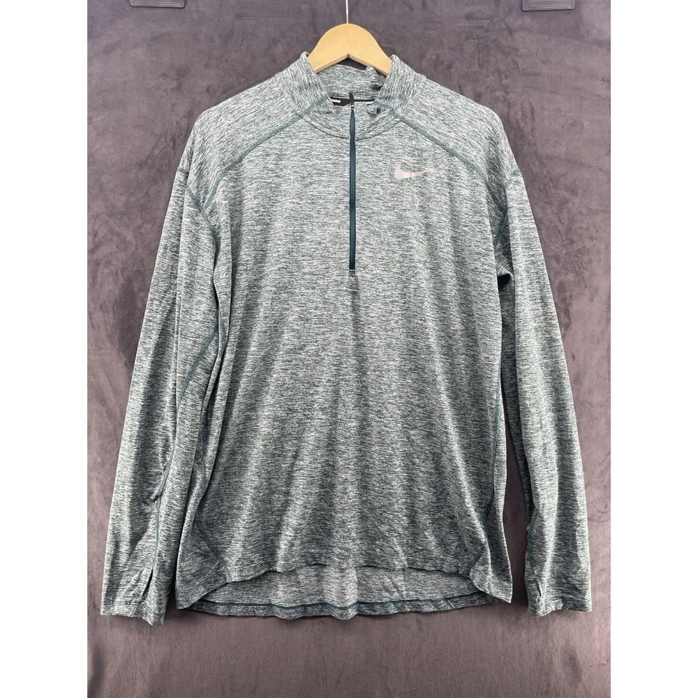 Nike Running Dri-FIT Quarter Zip Long Sleeve Top Men's Size L Green Gray